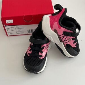 New Balance Shoes Sz 4 Toddler Pink Black Kids' Sneakers Rave Run Bungee Laces